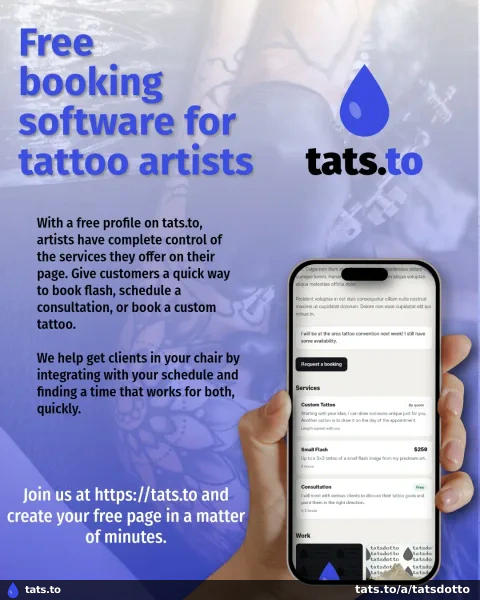 tats.to gives verified artists the option to list any service on their page. Maybe you offer a fixed rate on flash, or want to give your clients an easy way to book a continuation. We make it easy to get clients in your chair with less communication.

#ta